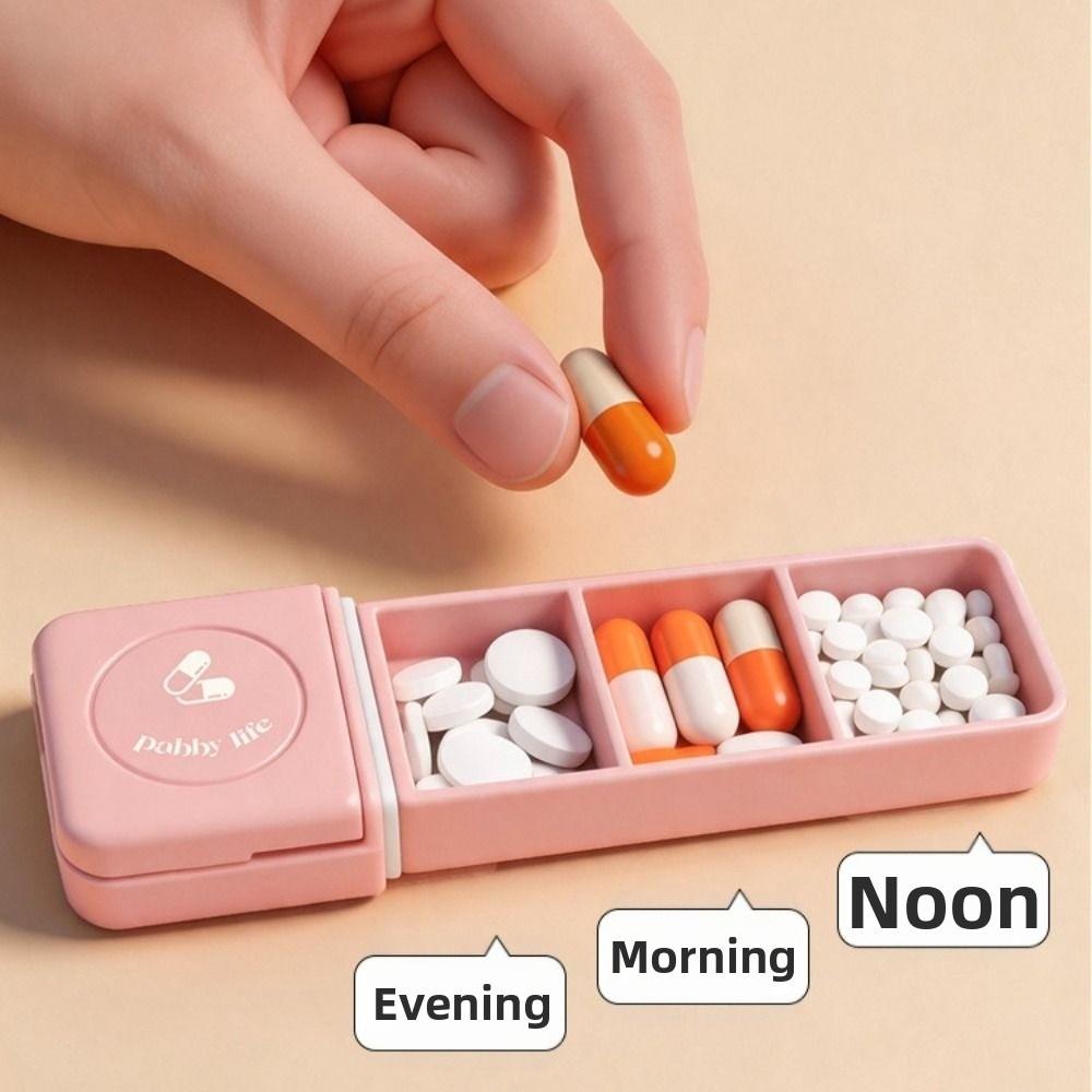 3 Compartment Pill Box Splitters with Pill Cutter Drug Tablet Organizer Medicine Container Case
