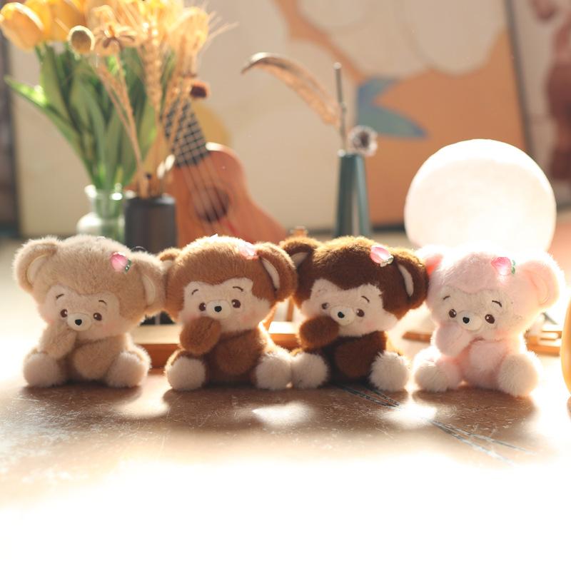 Cute Little Monkey Pendant Plush Toy Doll Cartoon School Bag Hanging Decoration Keychain Doll Doll