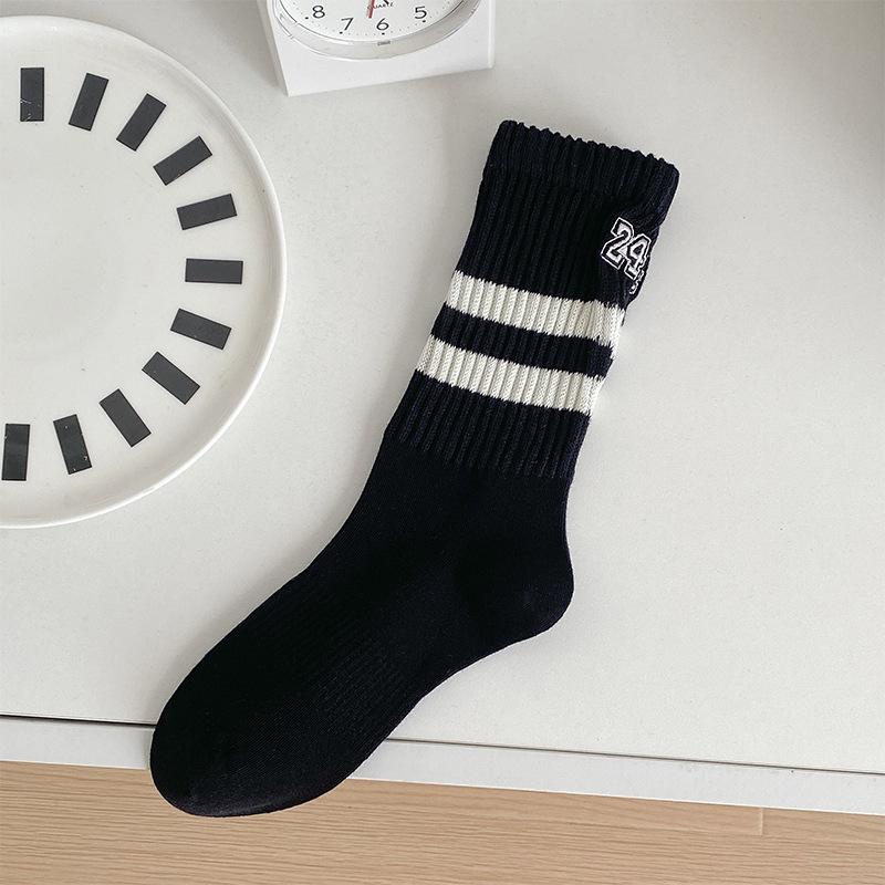 Female Spring and Autumn All Match Letter Embroidery Tube Socks