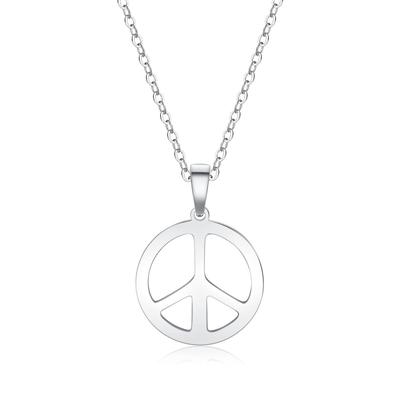 Edelstahl und Flaches Emblem Anhänger Halskette - Hippie Party Accessoire für Damen Als Geschenk