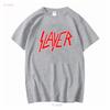 Slayer T-shirt con logo classico S M L XL XXL Band Metal Ufficiale Manica Lunga o Corta Lavaggio Vintage Uomo Casual Morbido Unisex