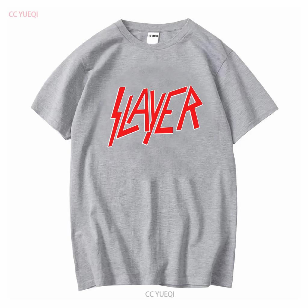 Slayer T-shirt con logo classico S M L XL XXL Band Metal Ufficiale Manica Lunga o Corta Lavaggio Vintage Uomo Casual Morbido Unisex
