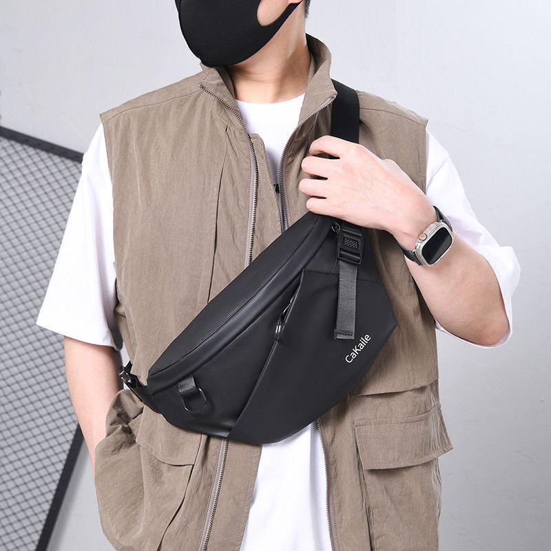 Men's Trendy Japanese Motorcycle Crossbody Chest Bag - Large Capacity, Functional Sports Messenger Backpack