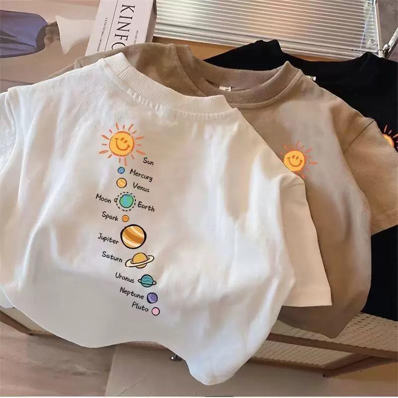 Cotton Boys And Girls Short Sleeve Round Neck Kids Casual T Shirt