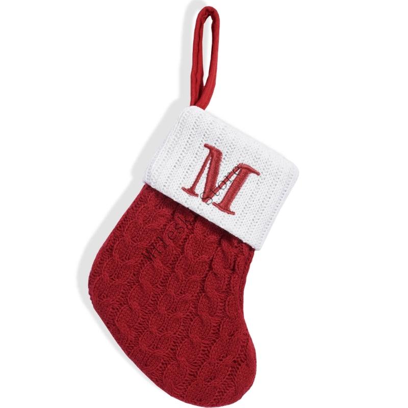 Letter Christmas Stockings Gift Bag Lovely Knit Christmas Hanging Socks For Christmas Tree Fireplaces Door Decoration