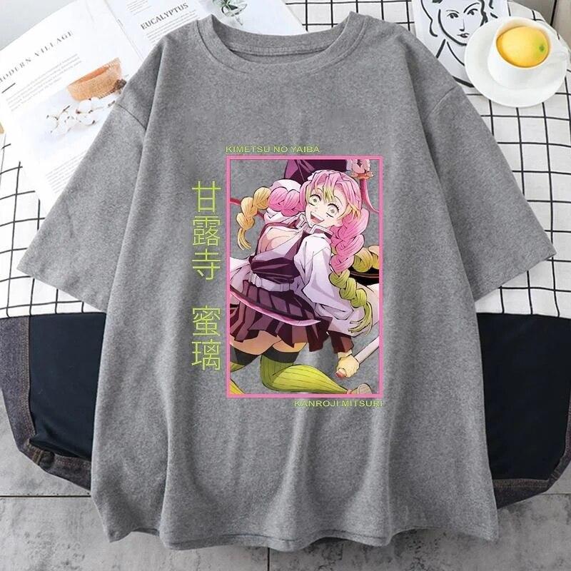 New Kanroji Mitsuri Graphic Print T Shirt Women Summer Casual Round Neck Cozy Short Sleeve Streetwear Fashion Anime Tees