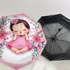 Pink Lily Flower Girl Automatic Opening/Closing Umbrella - Portable 3-Fold Design with Iron Frame - Gift for Fans, Travelers, Daily Use11210