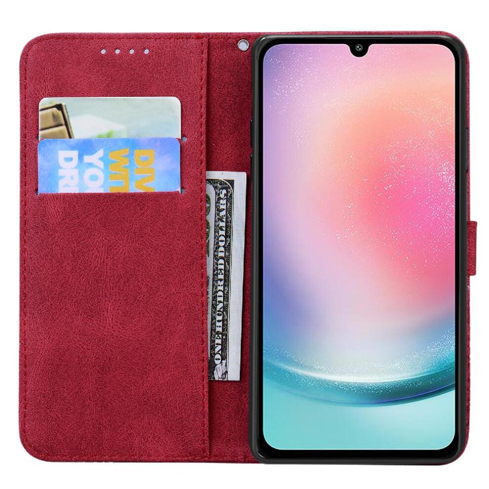 (Red) Case for Samsung Galaxy A55 5g Kickstand Protective Leather Wallet with Card Slot Stand Flip Phone Case Big Butterfly