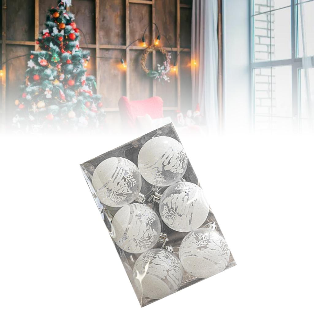 6 Pcs Xmas Ball Ornaments Set Snow Scene Shatterproof Transparent Acrylic Clear Xmas Balls Hanging D