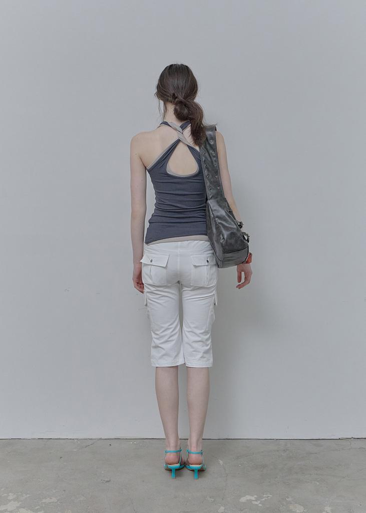 Pilse Low Capri Cargo Pants, White