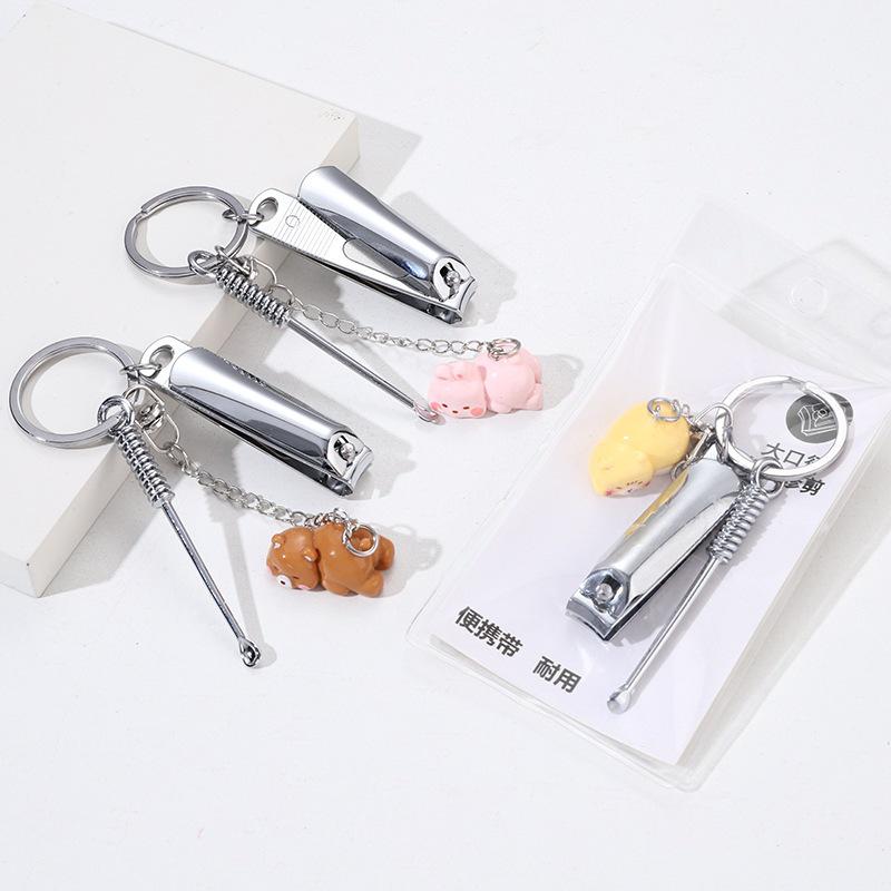 Portable Anti-Splash Nail Clippers & Ear Spoon Set with Flat-Edge Clipper Nail Clippers Set