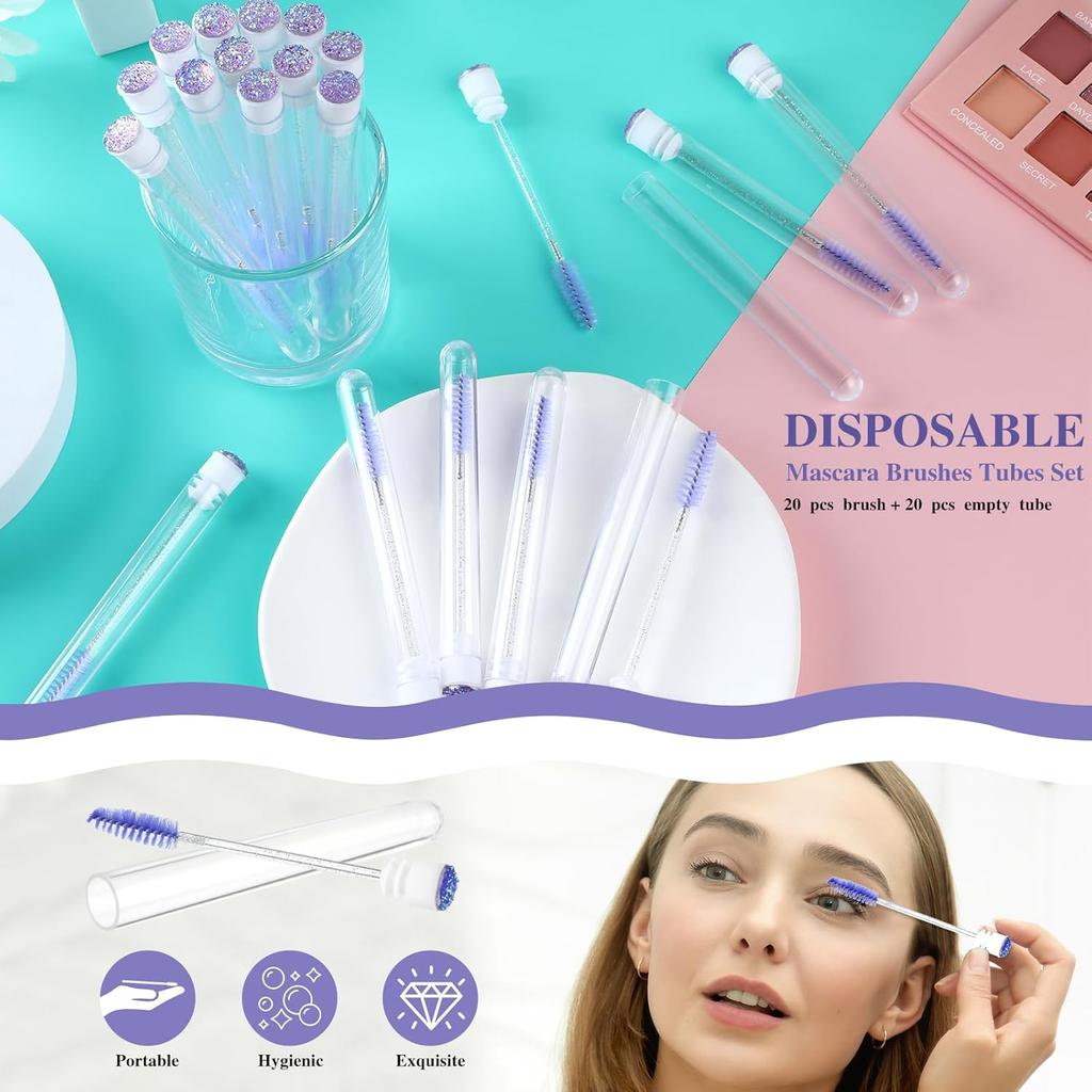 Reusable 50sets Eyelash Mascara Wands With Tube Lash Spoolie Brush In Container Disposable Eyebrow Applicator Case Wholesale
