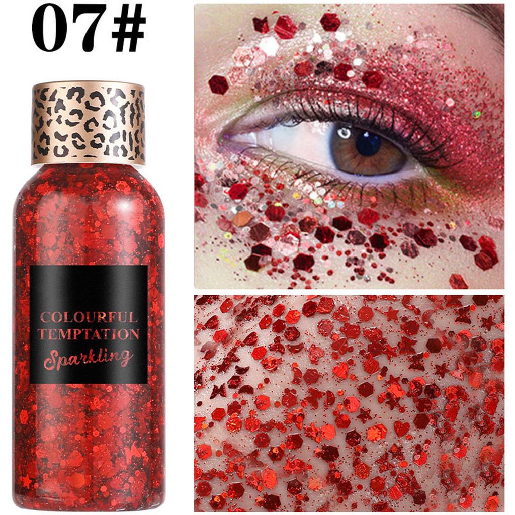 Pearlescent Gel Eyeshadow Liquid with Sequins Sparkling High Glitter for Face and Body Makeup