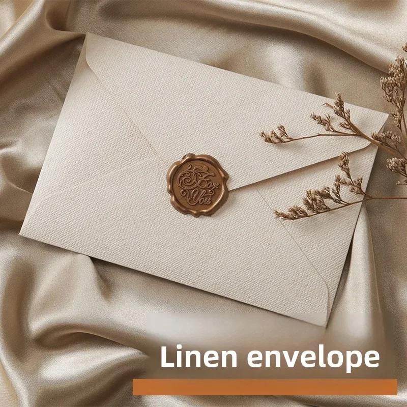 10pcs Linen Texture Envelope Western Style Envelope Paper Vintage Wedding Invitation Envelope Birthday Party Invitation New Year
