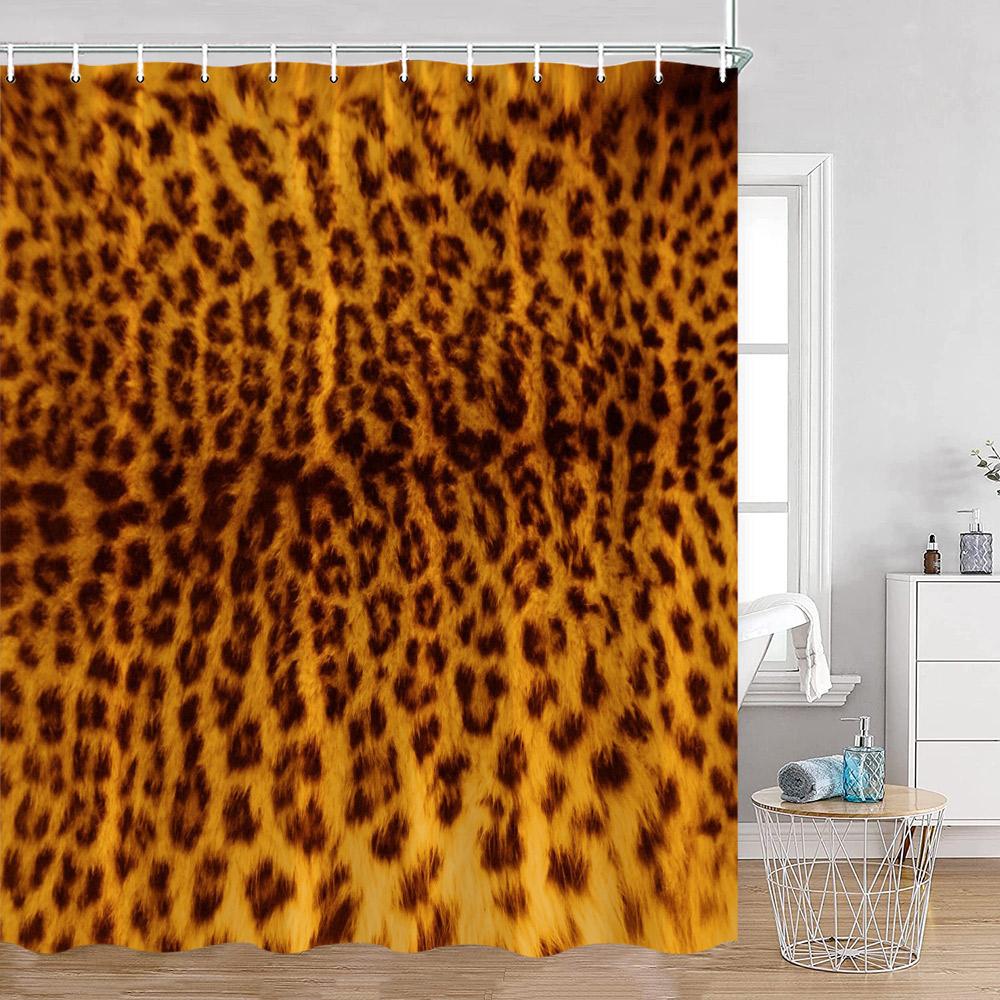 Leopard Pattern Shower Curtain Panther Wild Animals Modern Fashion Bathroom Decorations Ployester Bathtub Curtain with Hooks