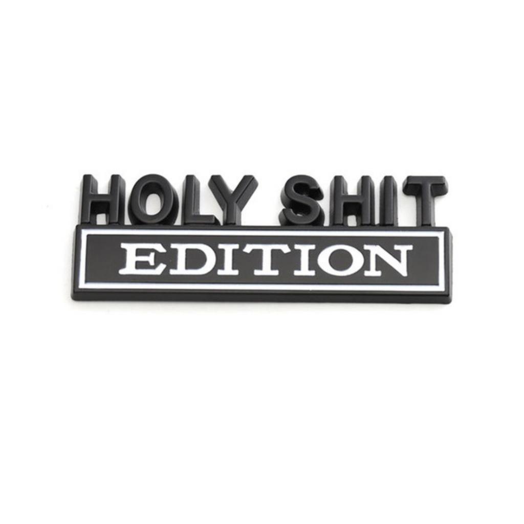 1Pc 3D Metal Holy Shit Edition Logo Car Front Grille Badge Side Fender Rear Trunk Emblem Sticker Decal