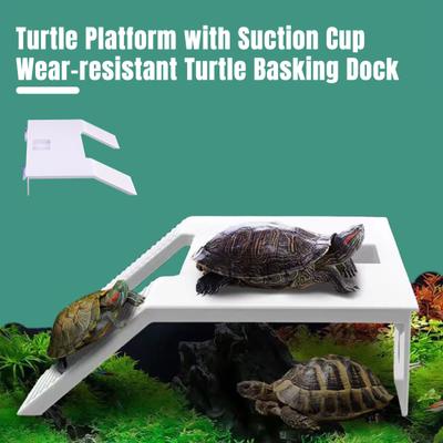Sonnenplattform für Schildkröten, rutschfeste Struktur, leicht zu installierende Terrassenrampe aus Kunststoff für Schildkröten, schwimmende Insel, breite Sonnenfläche mit Saugnapf für das Aquarium