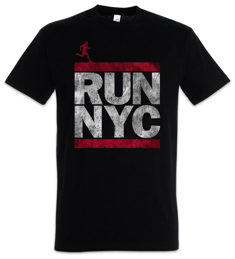 RUN NYC T-SHIRT New York City Run Fun Shirt DMC Marathon Letters Ghetto Hip Hop S