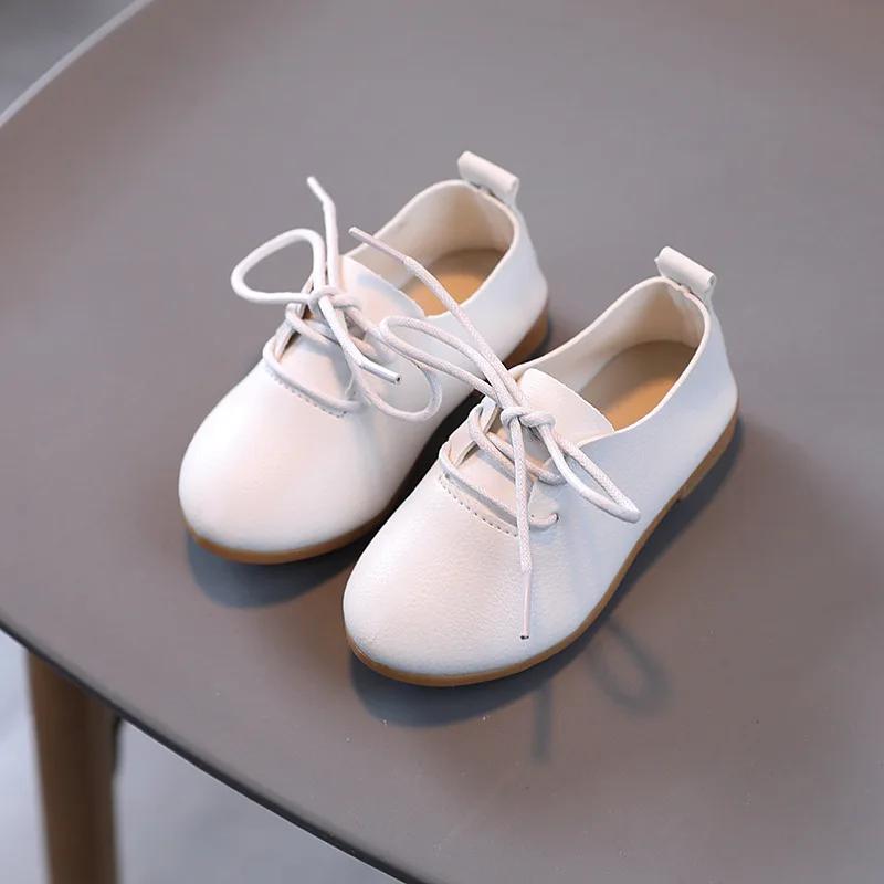 Kinder Freizeitschuhe für Jungen Mädchen Kleinkinder Große Kinder Schüler Schule Weiß Ballerinas Lederschuhe Klassische Mode Weich Schnürschuhe
