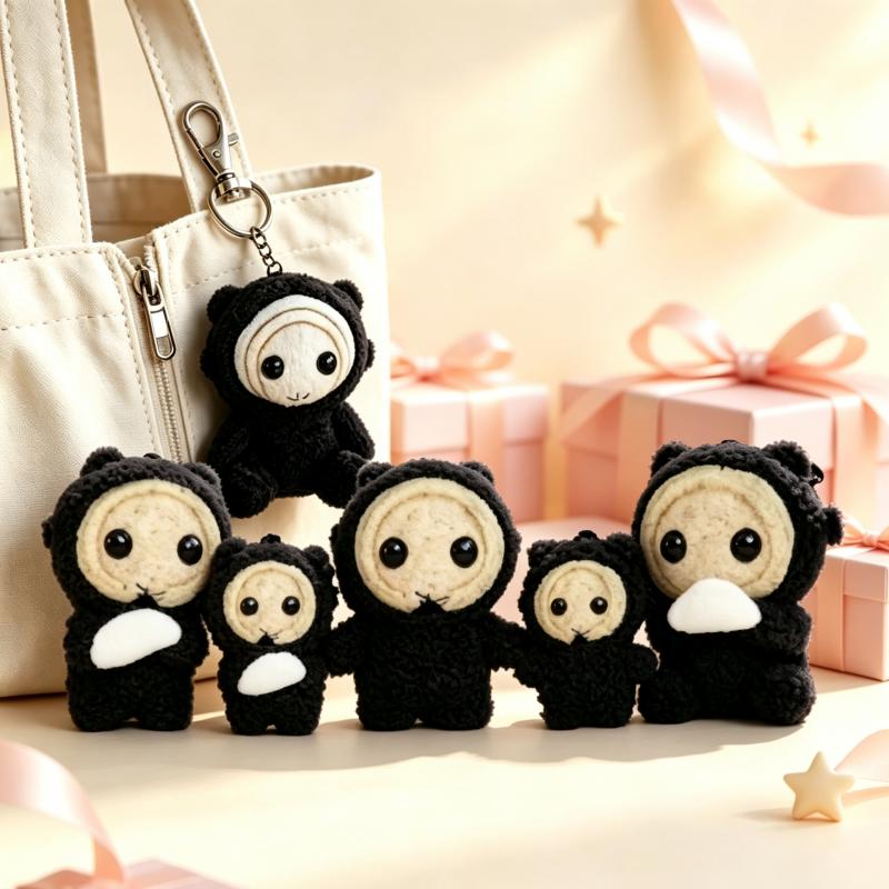 Cute Black Ghost Palace Heebu‑ryeong Plush Pendant Soft Stuffed Doll Bag Hanging Decoration Cute Black Donggung for Party Gift