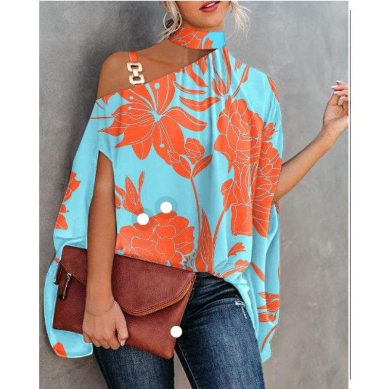 

Летняя блузка-хольтер с рукавами «летучая мышь» с принтом IHUASU для женщин Блузка для женщин XXL