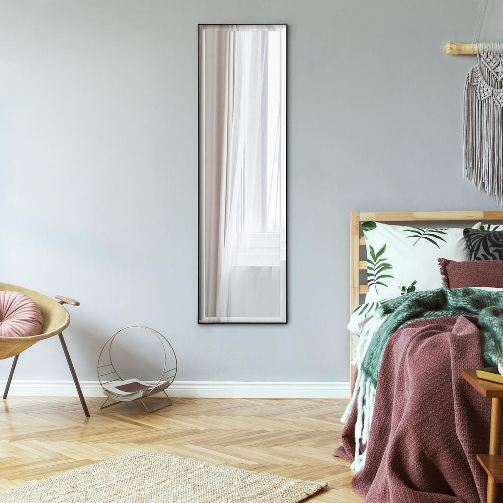 Full Length Mirror, 120x35cm Wall Mirror, Rectangle Dressing Mirror, Long Mirror for Bedroom, Living Room, Black