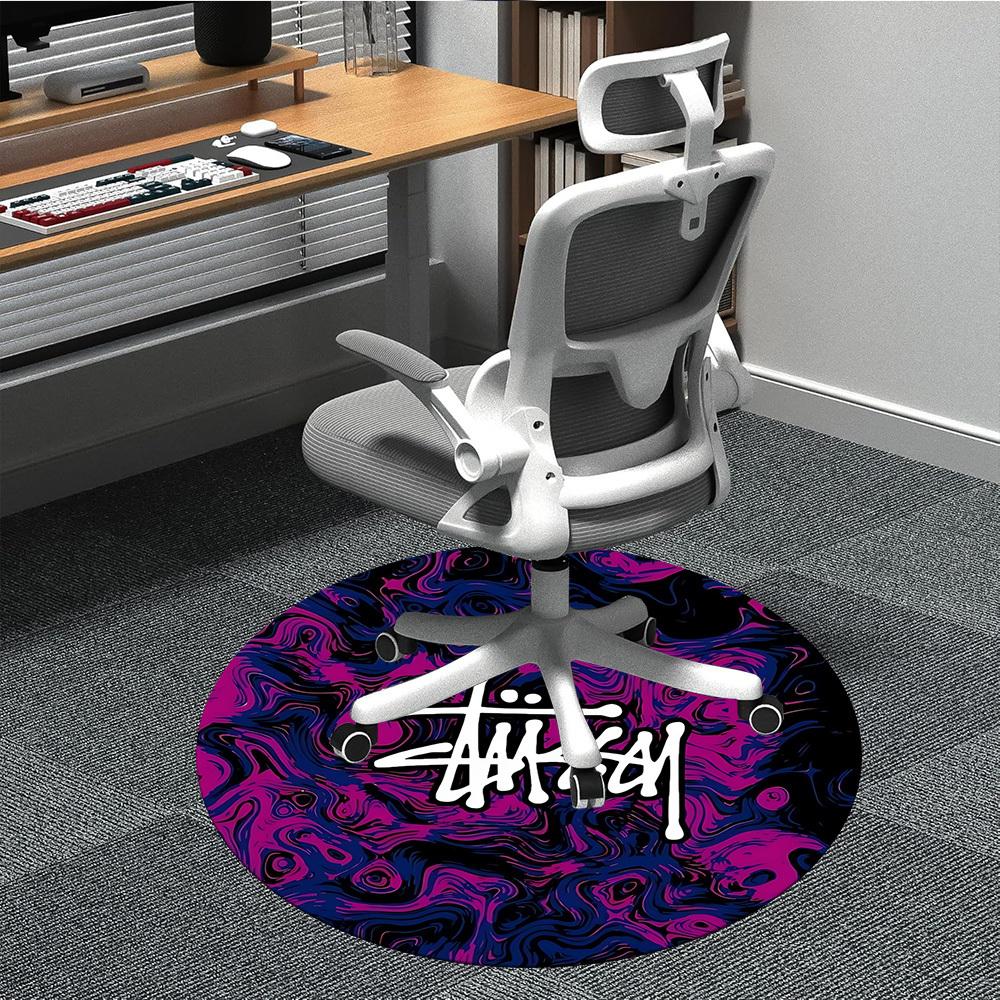 

1 шт. Круглый коврик Stussy Office - Идеально подходит для декора офиса или кабинета, Машинная стирка, Нескользящая основа, Декоративный коврик для пола 80cm