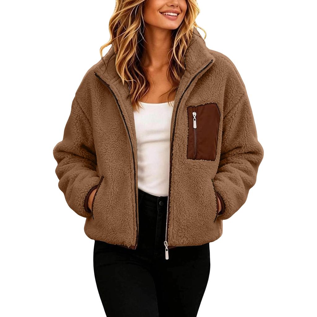 Women's Winter Jacket, Full Zip Long Sleeve Casual Outerwear for Everyday Wear