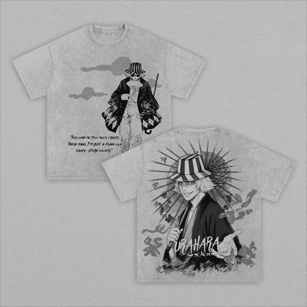 Manga T-shirt Summer Short Sleeve Oversized Tees Clothes Men Clothing Anime Vintage Washed Cotton T Shirt