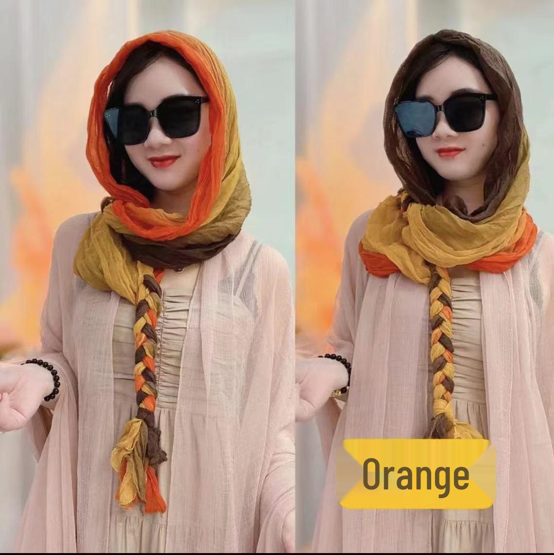 

Шелковый плетеный шарф: Летняя защита от солнца, Стильная дорожная шаль, Универсальный и модный головной платок