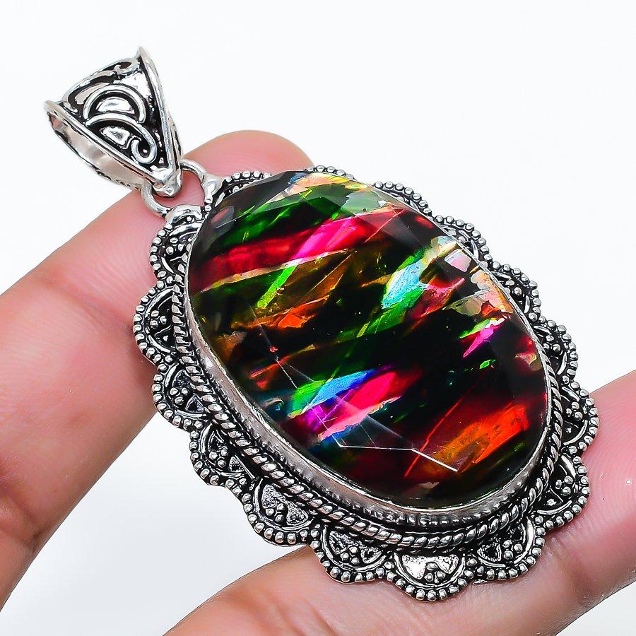 Natural Ammolite Gemastone 925 Sterling Silver Jewelry Pendant 2.36 AP-14404