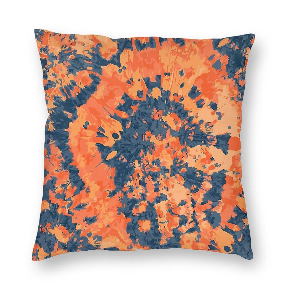 Cute Blue  Orange Tie Dye Pillowcase Polyester Linen Velvet Printed Zip Decor Pillow Case Sofa Seater Cushion Cover