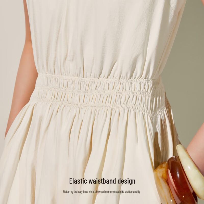 Veromoda 2025 Summer Pure Cotton V-Neck Maxi Dress