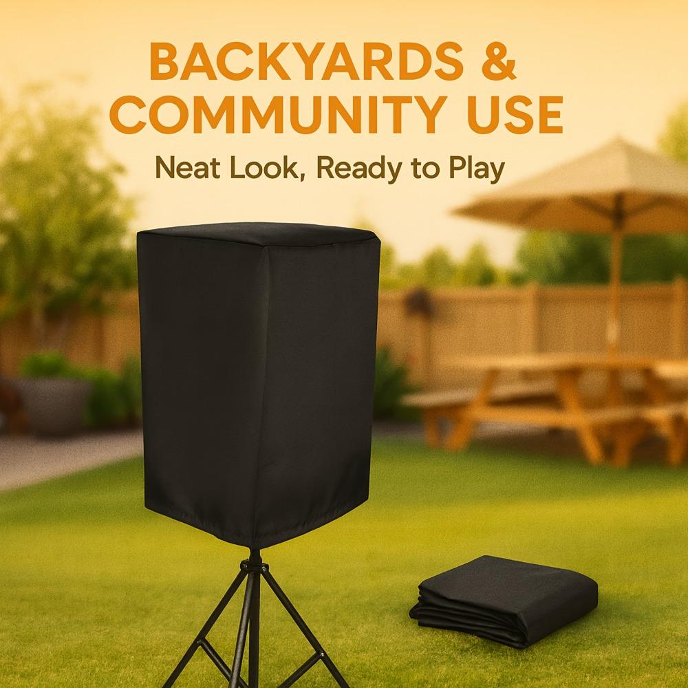 DJ/PA System Outdoor Speaker Cover, Heavy-Duty Drawstring Foldable & Scratch-Resistant, Fits Stands, Party Rental Suitable