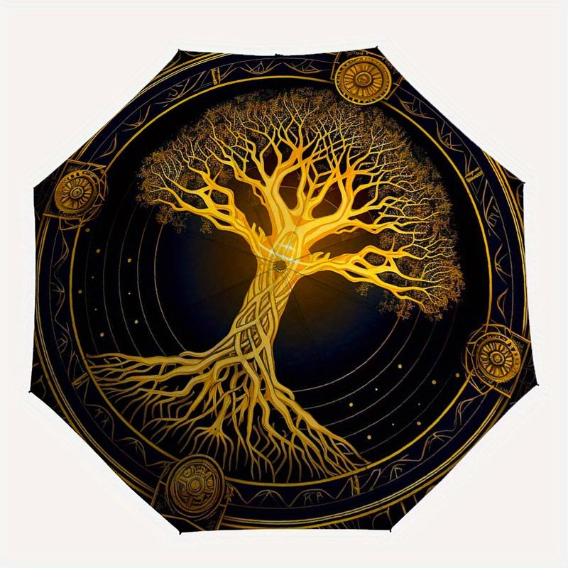 Golden Tree of Life Wall Art Decor - Spiritual Symbolism Poster Print Umbrella Day Gift Y272