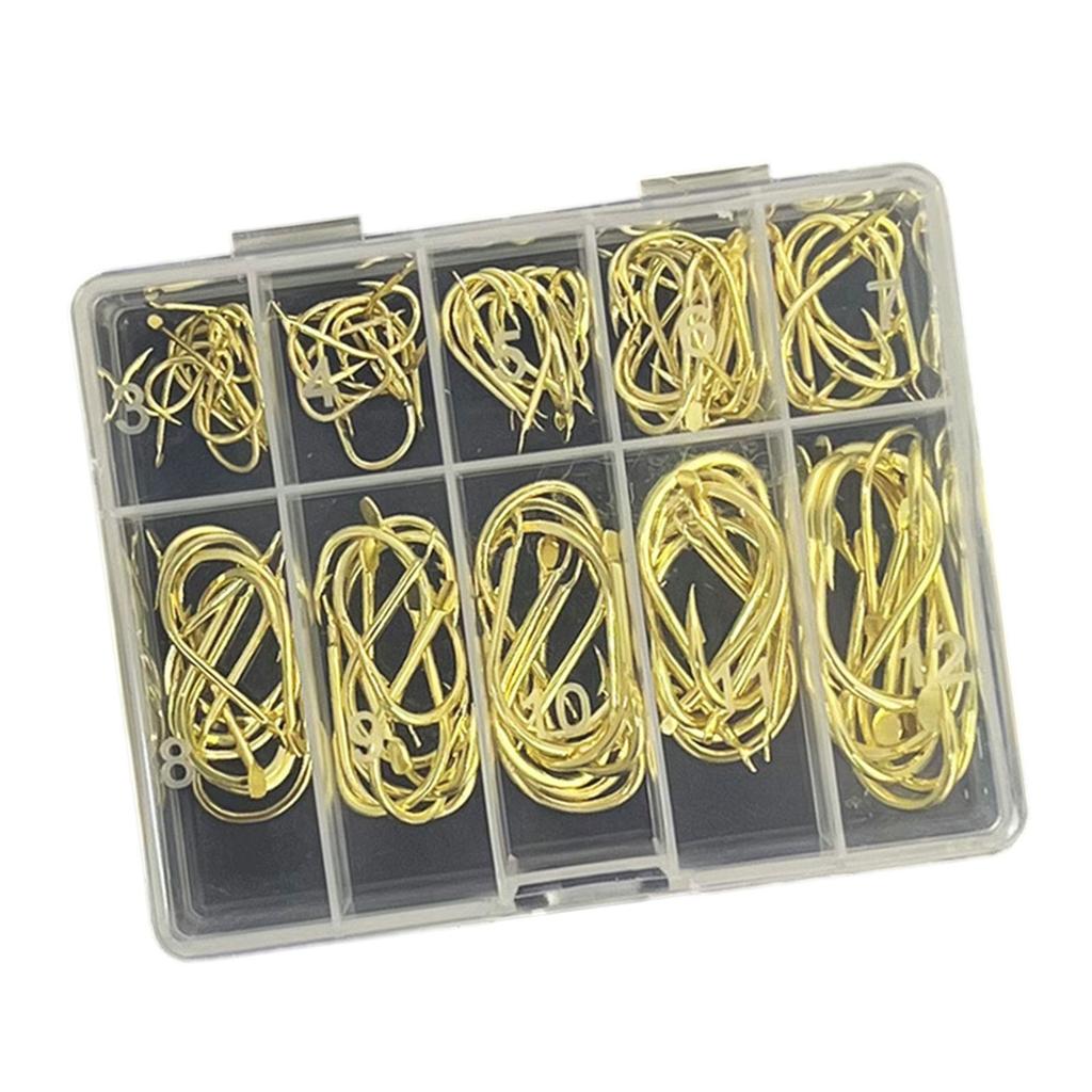 70/100 Stück Kohlenstoffstahl Angelhaken mit Öhr Fischhaken Korrosionsbeständig Metall Kreishaken Angelzubehör Langlebig