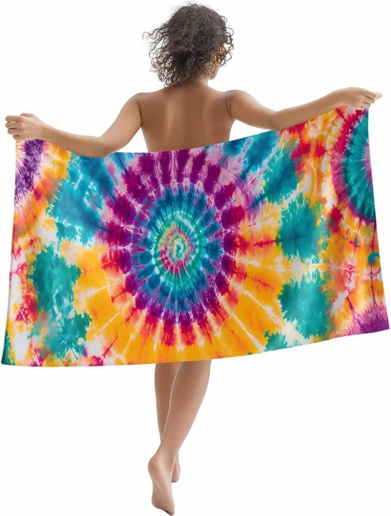 Telo da Spiaggia Boho Tie Dye con Stampa Mandala, Asciugatura Rapida Super Assorbente per Uso Esterno, Spiaggia, Quotidiano