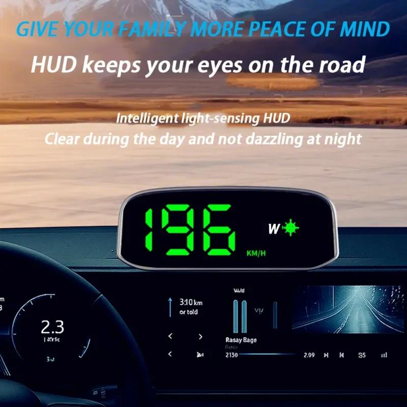 Solar Head Up Display GPS+ Digital Car Speedometer Intelligent Light Sensing HUD KM/H And MP/H Display LED Display