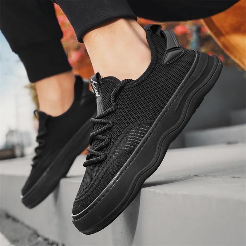 Solid-color Ultra-light and Fashionable Fly-woven Elastic Fabric Mesh Breathable Rubber Low-top Soft-soled Pulsatile Shoes