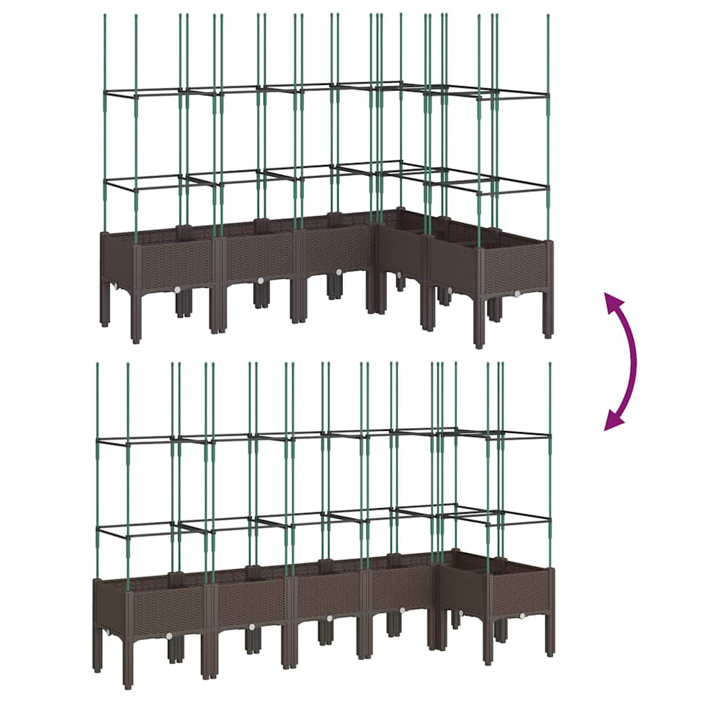 Plant Pot with Trellis Brown 160 x 120 x 142.5 cm PP