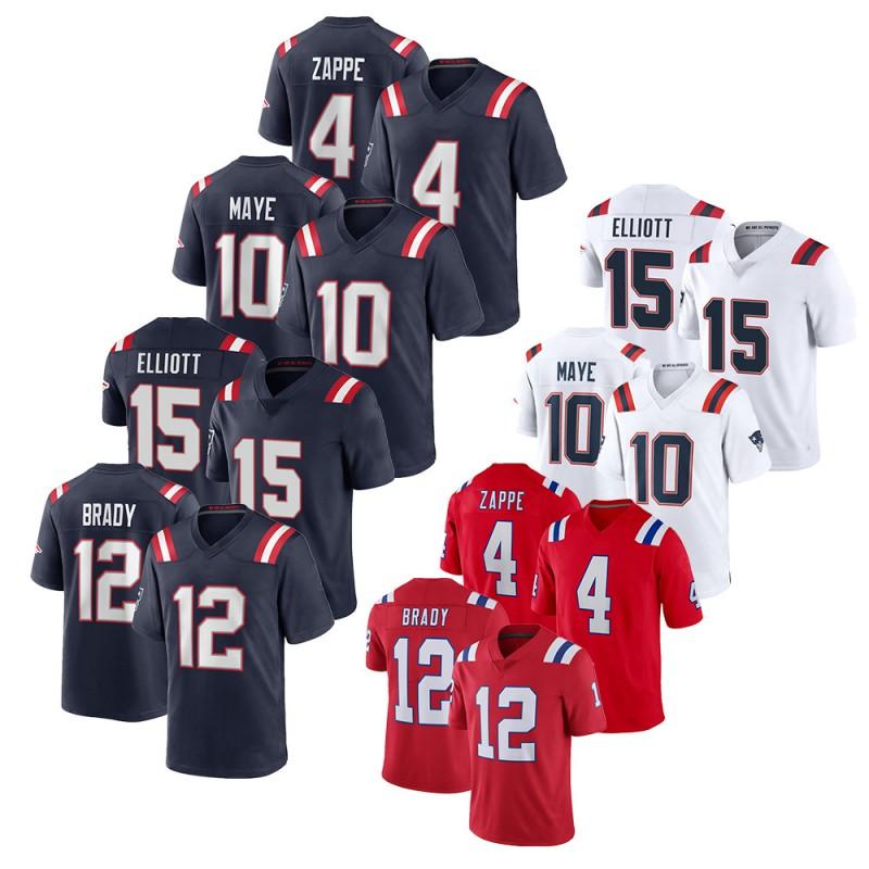Embroidered Football Jersey - Patriots 10 Maye 12 Brady Men Women Adult Sports Uniform