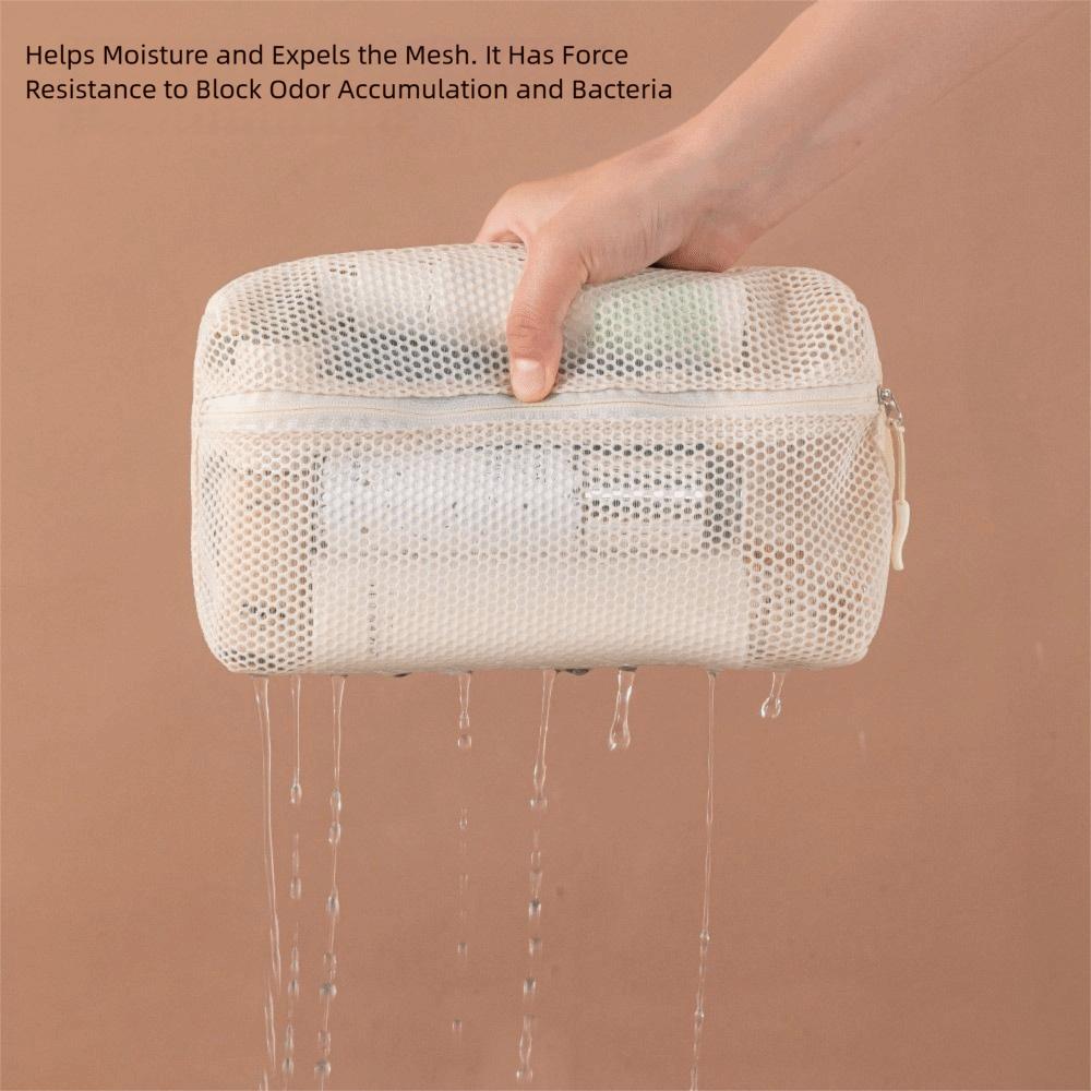 Casual Nylon Storage Pouch Hand-held With Zipper Cosmetic Bag Multipurpose Mesh Toiletry Wash Bags Travel