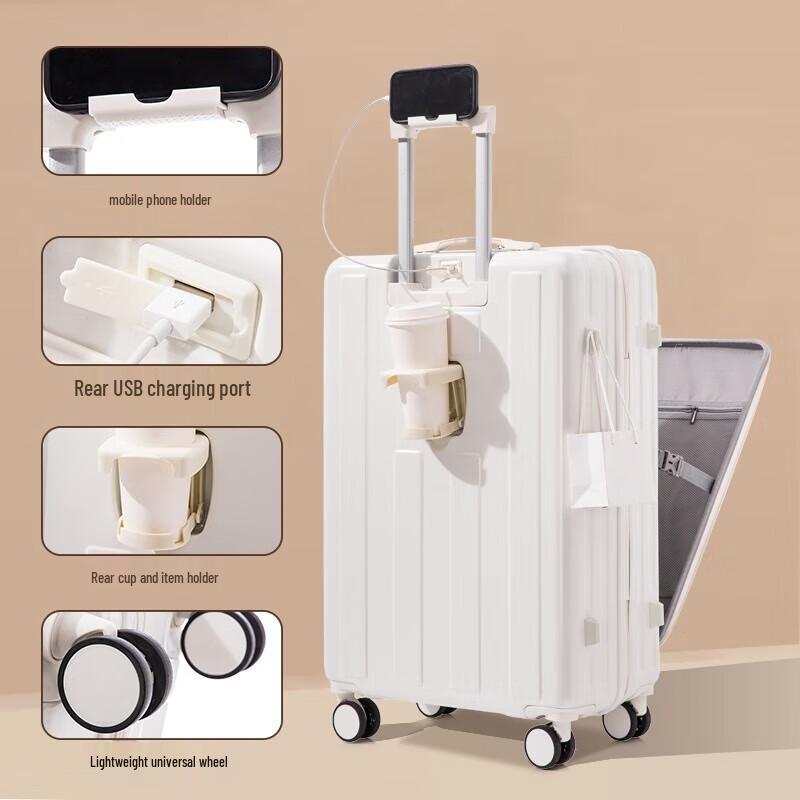 VICTORIATOURIST USB Charging Carry-on Luggage with Cup Holder