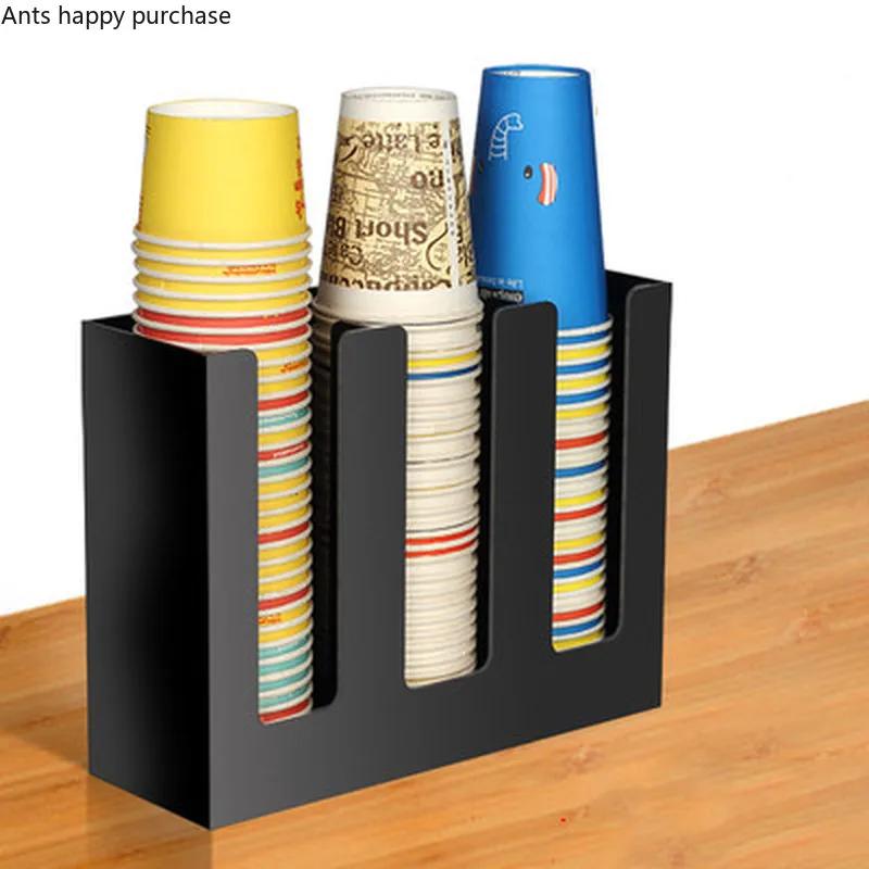 Bamboo/Black Red Acrylic Storage Rack Coffee Tea Shop Cup Holder Many Grid Storage Appliances Disposable Cup Frame Cup Taker