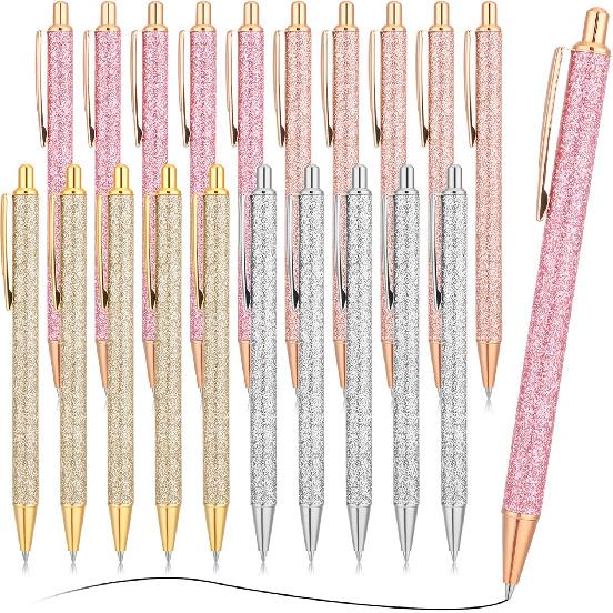 Leinuosen 20 Pcs Ballpoint Pens Comfortable Writing Pens Metal Retractable Pretty Pens Black Ink Gift Pens with Medium Point for Office Supplies