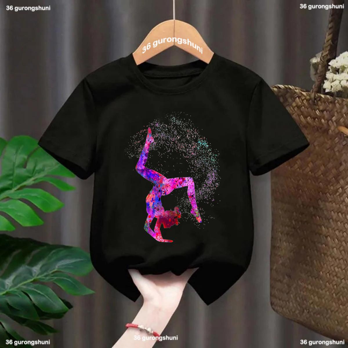 

Summer Fashion T-shirt for Girls Gymnast Tshirt Rhythmic Gymnast Tshirts Custom Name Harajuku Girls Pink Tops Summer Kids Tshirts 160