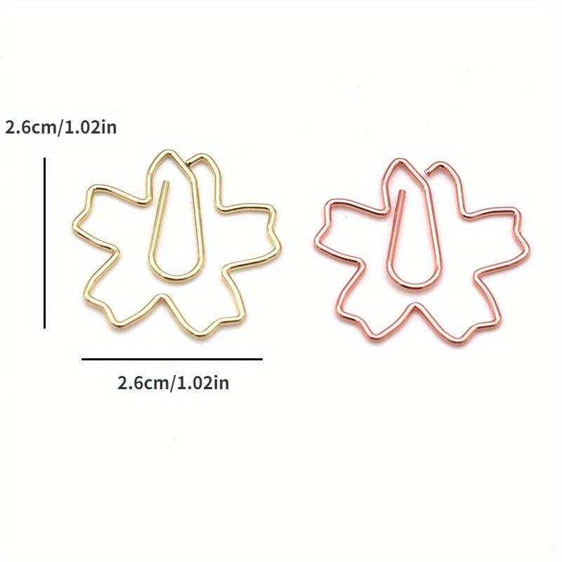 25Pcs Plated Paper Clips Sakura Paper Needle Bookmark Metal Memo Clip Stationery Cherry Blossoms Box Clips.