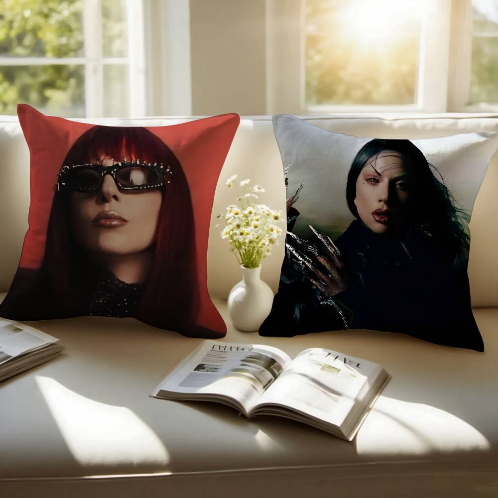Singer L-Lady Gaga Mayhem Pillow Case Anti-dustmite Pillowcase Invisible Zipper Silky Short Plush Sofa Cushion Cover