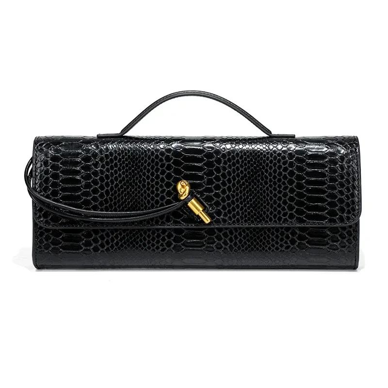 New arrival elegant and exclusive bag for feminine occasions fashion crocodile-pattern top-handle bag for party