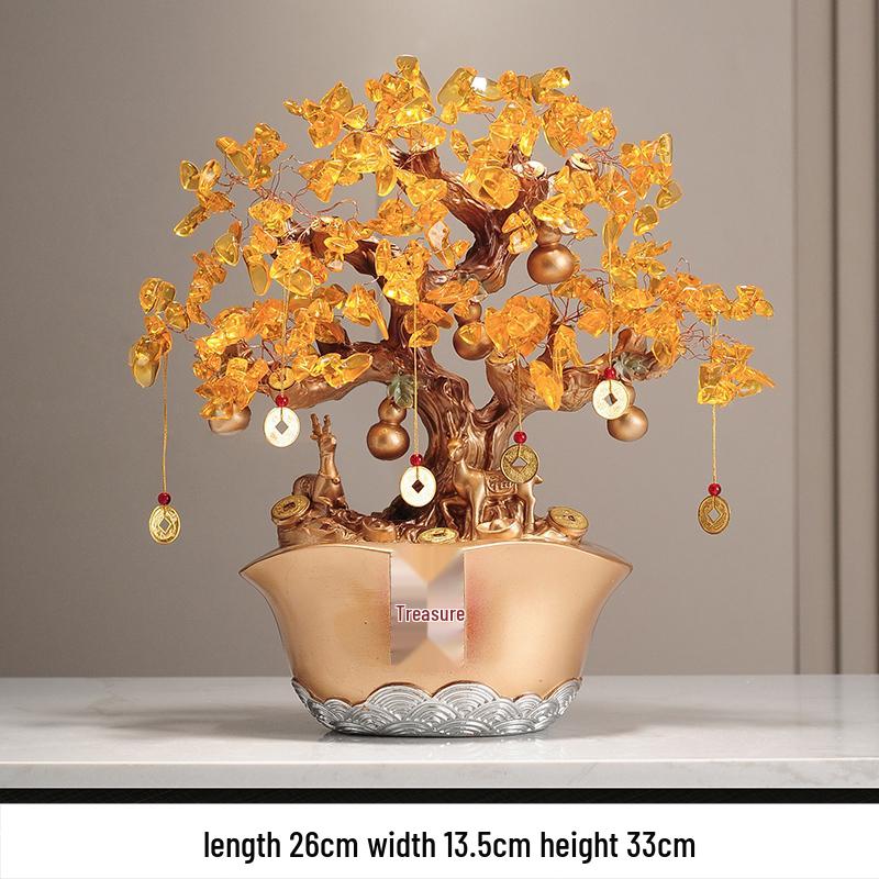 Fortune Cat Money Tree Figurine - Office, Shop, Reception & Housewarming Decoration